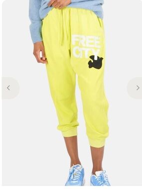 Freecity classic neon logo sun fades sweatpants jogger yellow XS